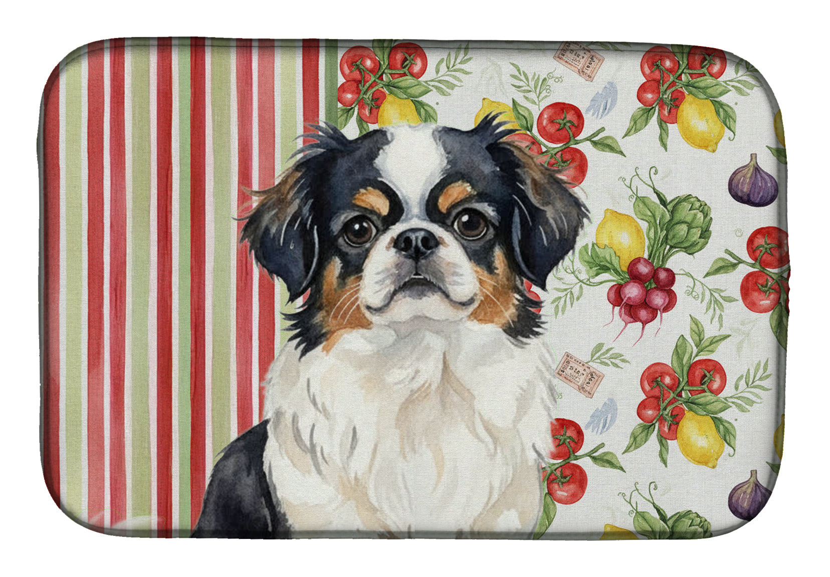 Tricolor Japanese Chin Vegetables Dish Drying Mat Absorbent Dish Drying Mat Pad for Kitchen Counter Dish Drainer Mat for Countertop, 14 x 21", Multicolor