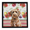 Chocolate Labradoodle Vegetables Framed Metal Print Bathroom, Kitchen, Office, Home Decor Wall Art Ready to Hang, Square, 8X8
