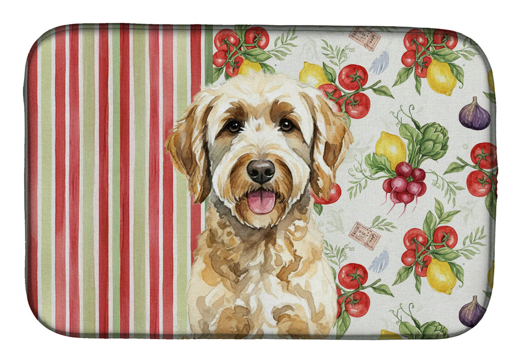 Labradoodle Vegetables Dish Drying Mat Absorbent Dish Drying Mat Pad for Kitchen Counter Dish Drainer Mat for Countertop, 14 x 21", Multicolor