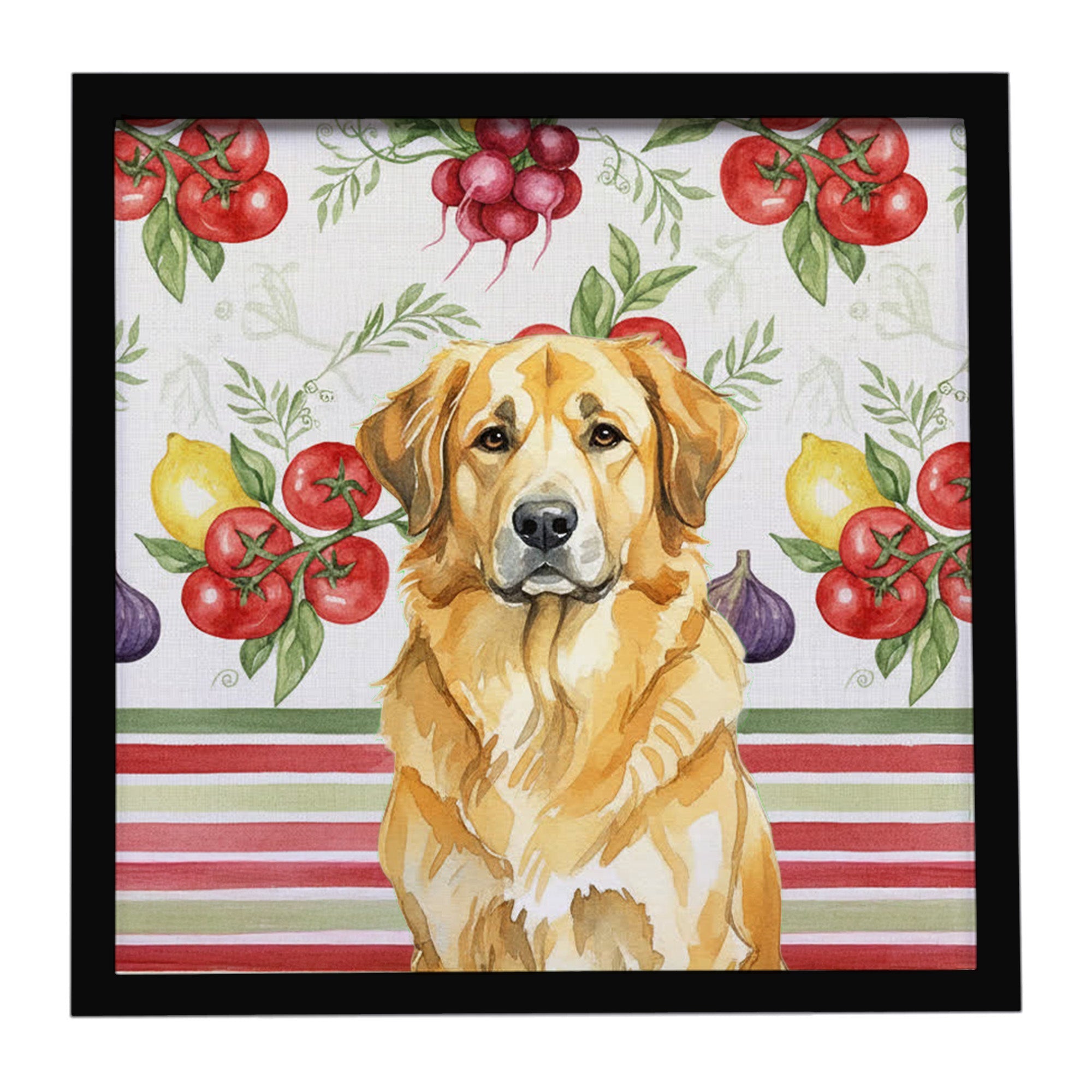 Lion Yellow Leonberger Vegetables Framed Metal Print Bathroom, Kitchen, Office, Home Decor Wall Art Ready to Hang, Square, 8X8