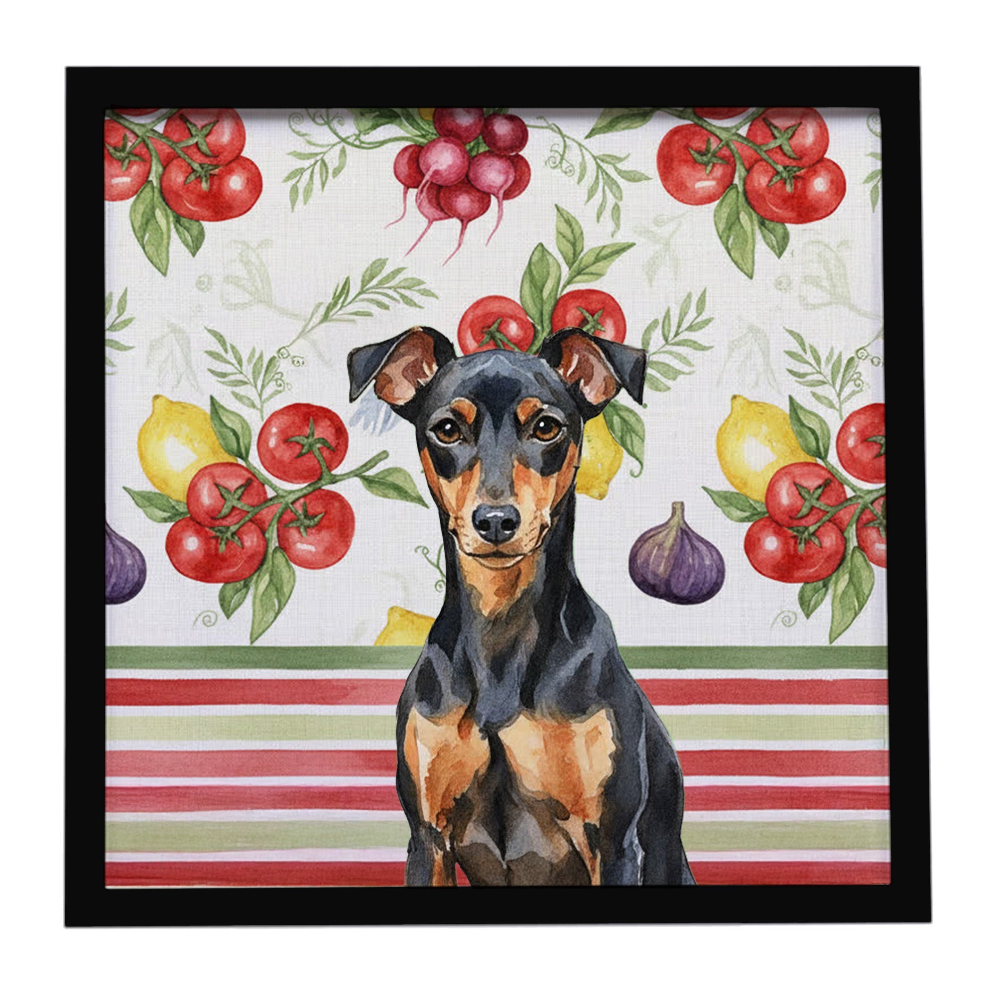 Manchester Terrier Vegetables Framed Metal Print Bathroom, Kitchen, Office, Home Decor Wall Art Ready to Hang, Square, 8X8