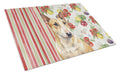 Miniature Bull Terrier Vegetables Cutting Board Tempered Glass Kitchen Cutting Surface, Heat Resistant Chopping, Non-Slip Feet, Food Prep & Serving