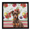 Chocolate and Rust Miniature Pinscher Min Pin Vegetables Framed Metal Print Bathroom, Kitchen, Office, Home Decor Wall Art Ready to Hang, Square, 8X8