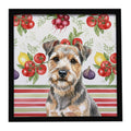 Grizzle and Tan Norfolk Terrier Vegetables Framed Metal Print Bathroom, Kitchen, Office, Home Decor Wall Art Ready to Hang, Square, 8X8