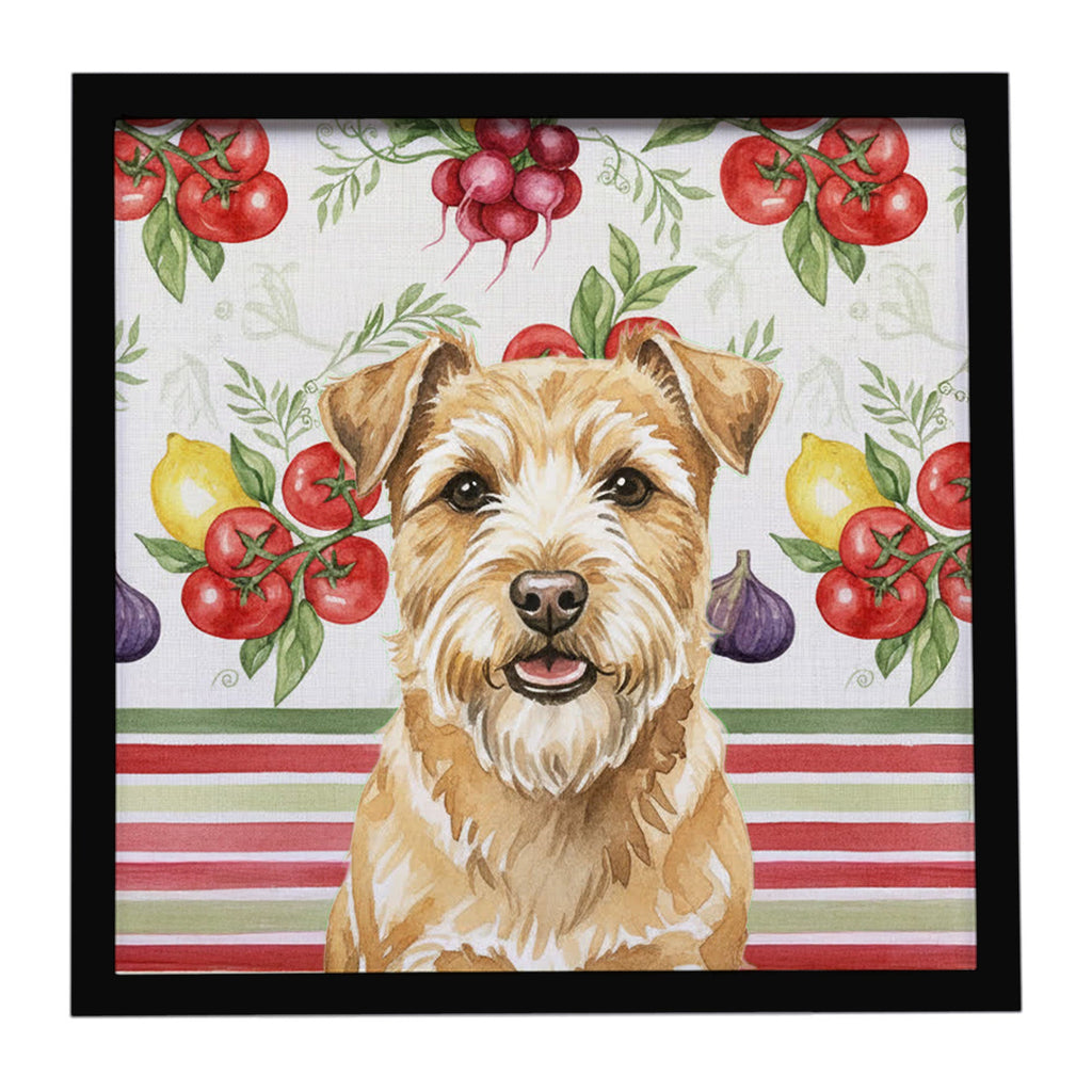 Wheaten Norfolk Terrier Vegetables Framed Metal Print Bathroom, Kitchen, Office, Home Decor Wall Art Ready to Hang, Square, 8X8
