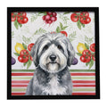 Gray and White Old English Sheepdog Vegetables Framed Metal Print Bathroom, Kitchen, Office, Home Decor Wall Art Ready to Hang, Square, 8X8
