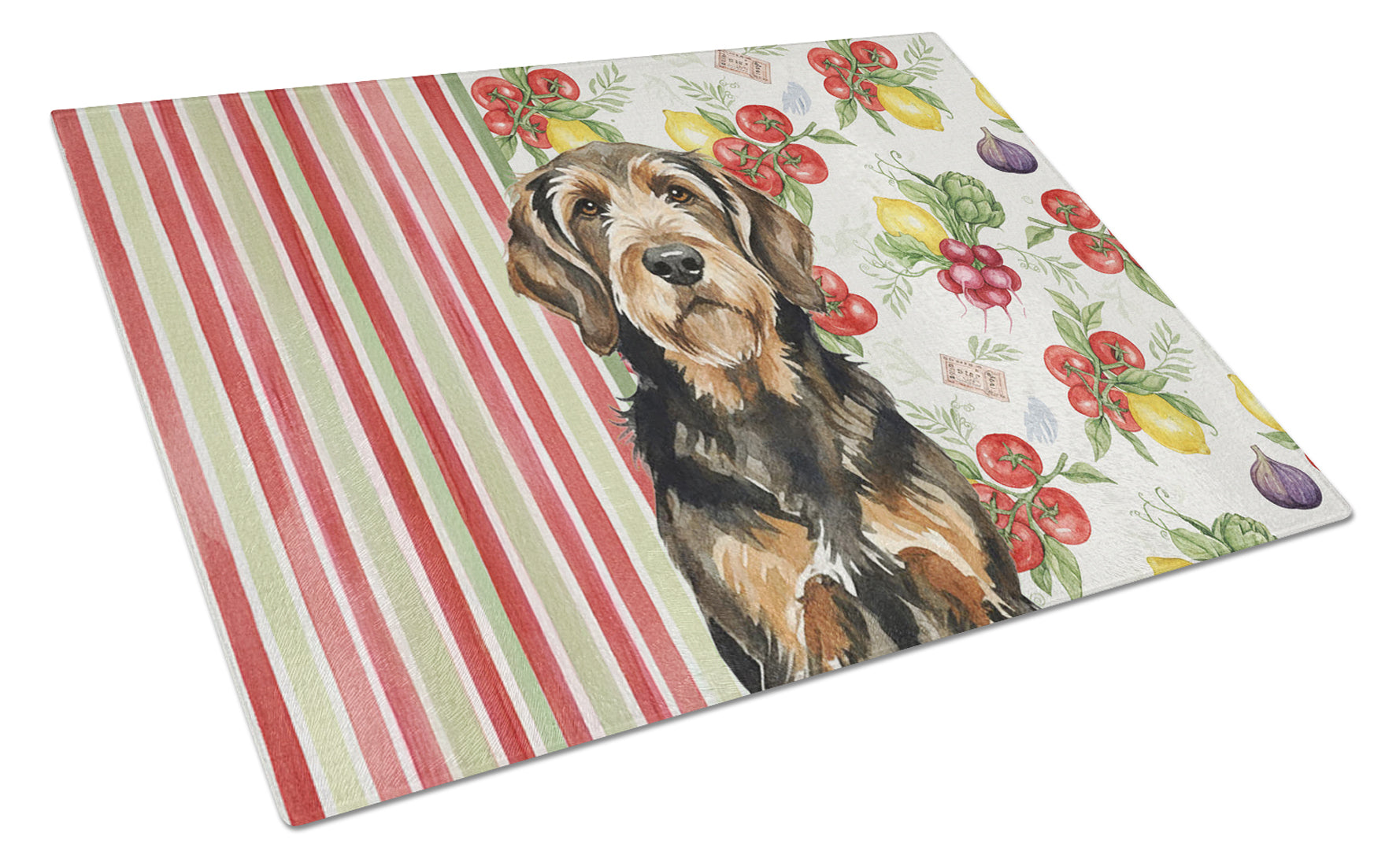 Black and Tan Otterhound Vegetables Cutting Board Tempered Glass Kitchen Cutting Surface, Heat Resistant Chopping, Non-Slip Feet, Food Prep & Serving