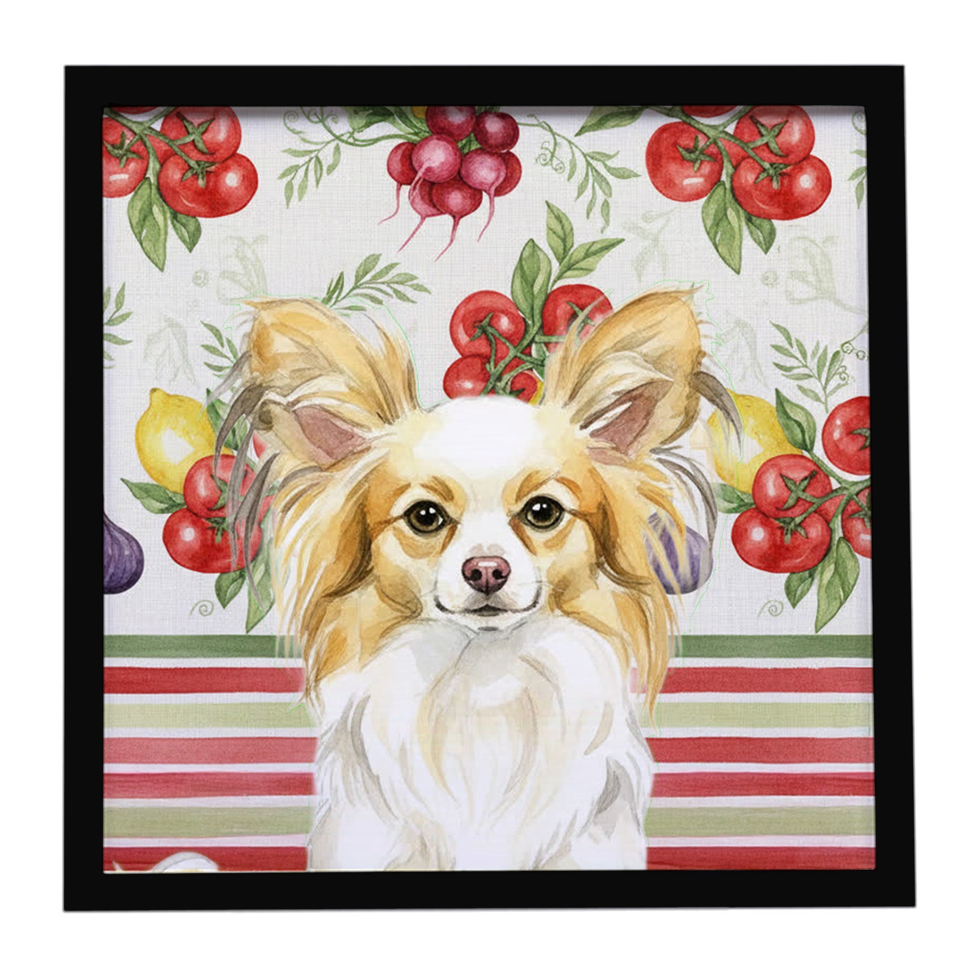 Lemon and White Papillon Vegetables Framed Metal Print Bathroom, Kitchen, Office, Home Decor Wall Art Ready to Hang, Square, 8X8