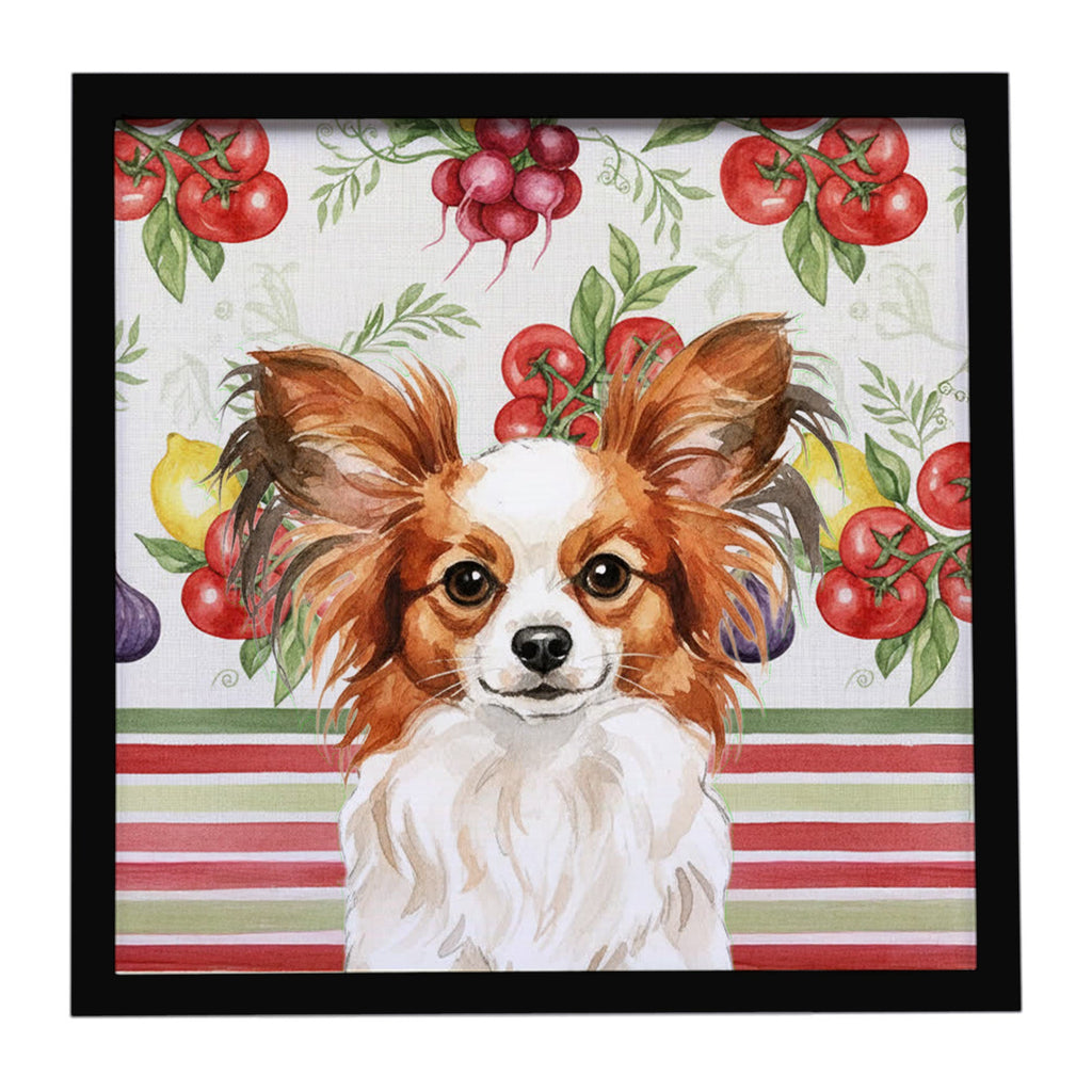 White with Red Papillon Vegetables Framed Metal Print Bathroom, Kitchen, Office, Home Decor Wall Art Ready to Hang, Square, 8X8