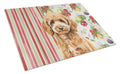 Miniature Apricot Poodle Vegetables Cutting Board Tempered Glass Kitchen Cutting Surface, Heat Resistant Chopping, Non-Slip Feet, Food Prep & Serving