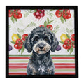 Miniature Black Poodle Vegetables Framed Metal Print Bathroom, Kitchen, Office, Home Decor Wall Art Ready to Hang, Square, 8X8