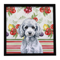 Miniature Silver Poodle Vegetables Framed Metal Print Bathroom, Kitchen, Office, Home Decor Wall Art Ready to Hang, Square, 8X8