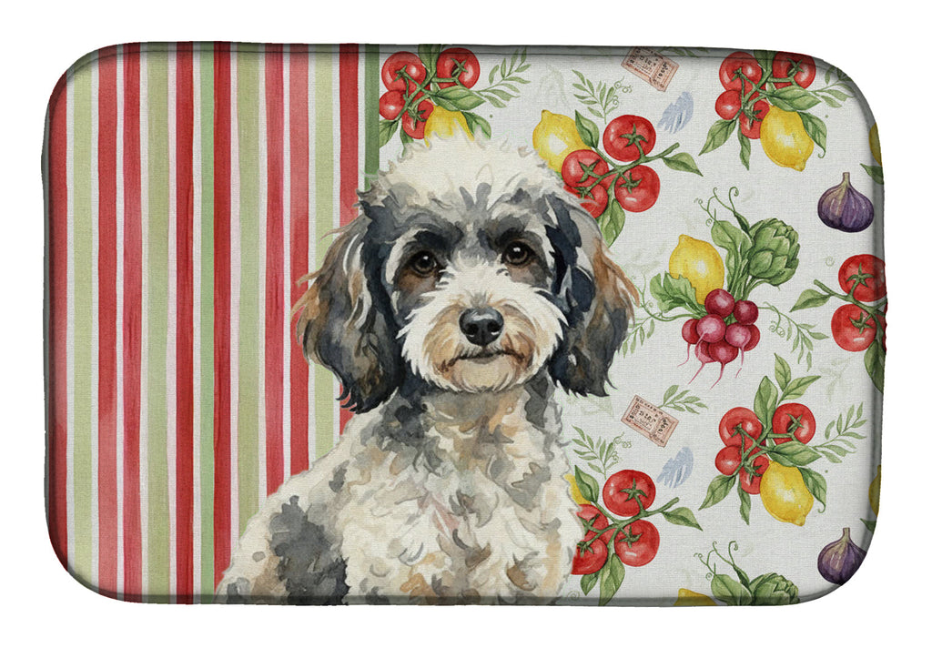 Toy Parti Poodle Vegetables Dish Drying Mat Absorbent Dish Drying Mat Pad for Kitchen Counter Dish Drainer Mat for Countertop, 14 x 21", Multicolor