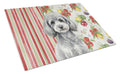 Toy Silver Poodle Vegetables Cutting Board Tempered Glass Kitchen Cutting Surface, Heat Resistant Chopping, Non-Slip Feet, Food Prep & Serving