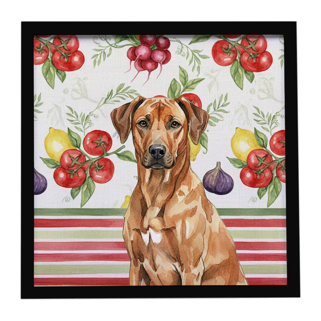 Rhodesian Ridgeback Vegetables Framed Metal Print Bathroom, Kitchen, Office, Home Decor Wall Art Ready to Hang, Square, 8X8