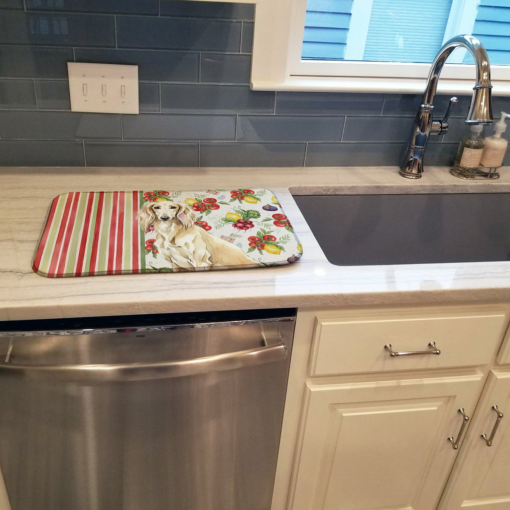 Cream Saluki Vegetables Dish Drying Mat Absorbent Dish Drying Mat Pad for Kitchen Counter Dish Drainer Mat for Countertop, 14 x 21", Multicolor