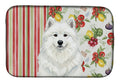 White Samoyed Vegetables Dish Drying Mat Absorbent Dish Drying Mat Pad for Kitchen Counter Dish Drainer Mat for Countertop, 14 x 21", Multicolor