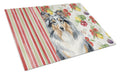 Blue Merle Sheltie Vegetables Cutting Board Tempered Glass Kitchen Cutting Surface, Heat Resistant Chopping, Non-Slip Feet, Food Prep & Serving