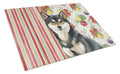 Black and Tan Shiba Inu Vegetables Cutting Board Tempered Glass Kitchen Cutting Surface, Heat Resistant Chopping, Non-Slip Feet, Food Prep & Serving