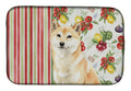 Cream Shiba Inu Vegetables Dish Drying Mat Absorbent Dish Drying Mat Pad for Kitchen Counter Dish Drainer Mat for Countertop, 14 x 21", Multicolor