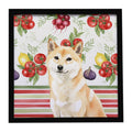 Cream Shiba Inu Vegetables Framed Metal Print Bathroom, Kitchen, Office, Home Decor Wall Art Ready to Hang, Square, 8X8