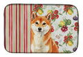 Red Shiba Inu Vegetables Dish Drying Mat Absorbent Dish Drying Mat Pad for Kitchen Counter Dish Drainer Mat for Countertop, 14 x 21", Multicolor