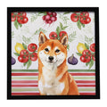 Red Shiba Inu Vegetables Framed Metal Print Bathroom, Kitchen, Office, Home Decor Wall Art Ready to Hang, Square, 8X8