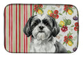 Black and White Shih Tzu Vegetables Dish Drying Mat Absorbent Dish Drying Mat Pad for Kitchen Counter Dish Drainer Mat for Countertop, 14 x 21", Multicolor