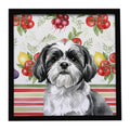 Black and White Shih Tzu Vegetables Framed Metal Print Bathroom, Kitchen, Office, Home Decor Wall Art Ready to Hang, Square, 8X8