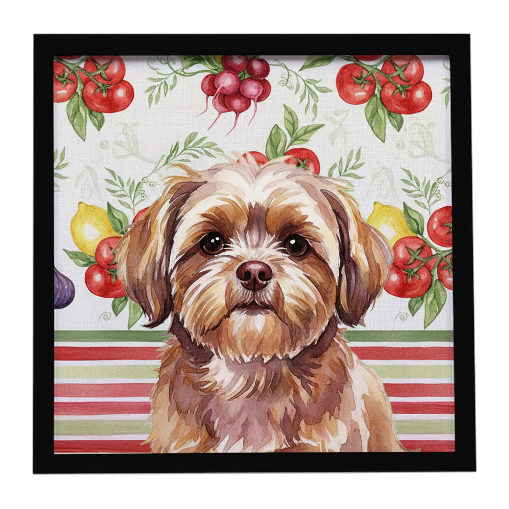 Liver Shih Tzu Vegetables Framed Metal Print Bathroom, Kitchen, Office, Home Decor Wall Art Ready to Hang, Square, 8X8