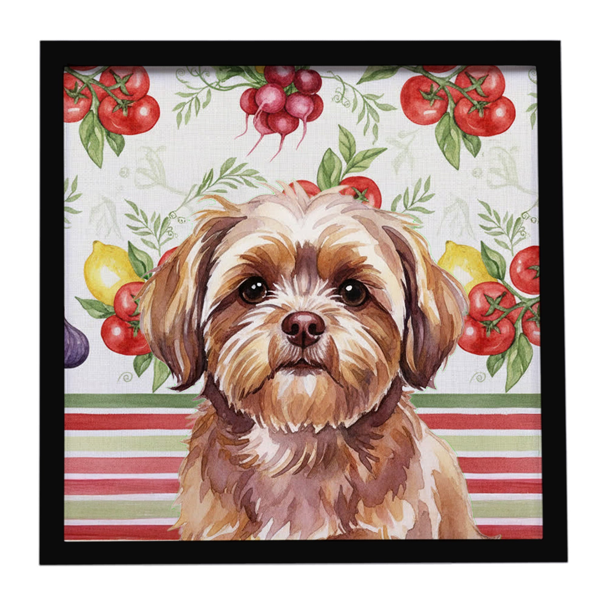 Liver Shih Tzu Vegetables Framed Metal Print Bathroom, Kitchen, Office, Home Decor Wall Art Ready to Hang, Square, 8X8