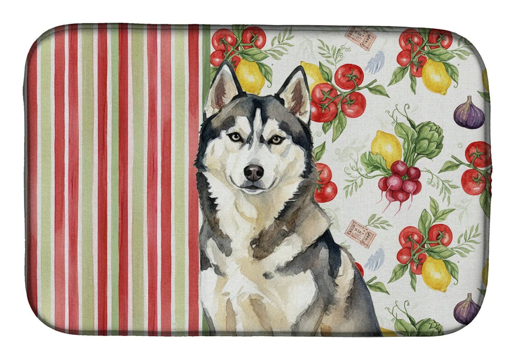 Agouti Siberian Husky Vegetables Dish Drying Mat Absorbent Dish Drying Mat Pad for Kitchen Counter Dish Drainer Mat for Countertop, 14 x 21", Multicolor