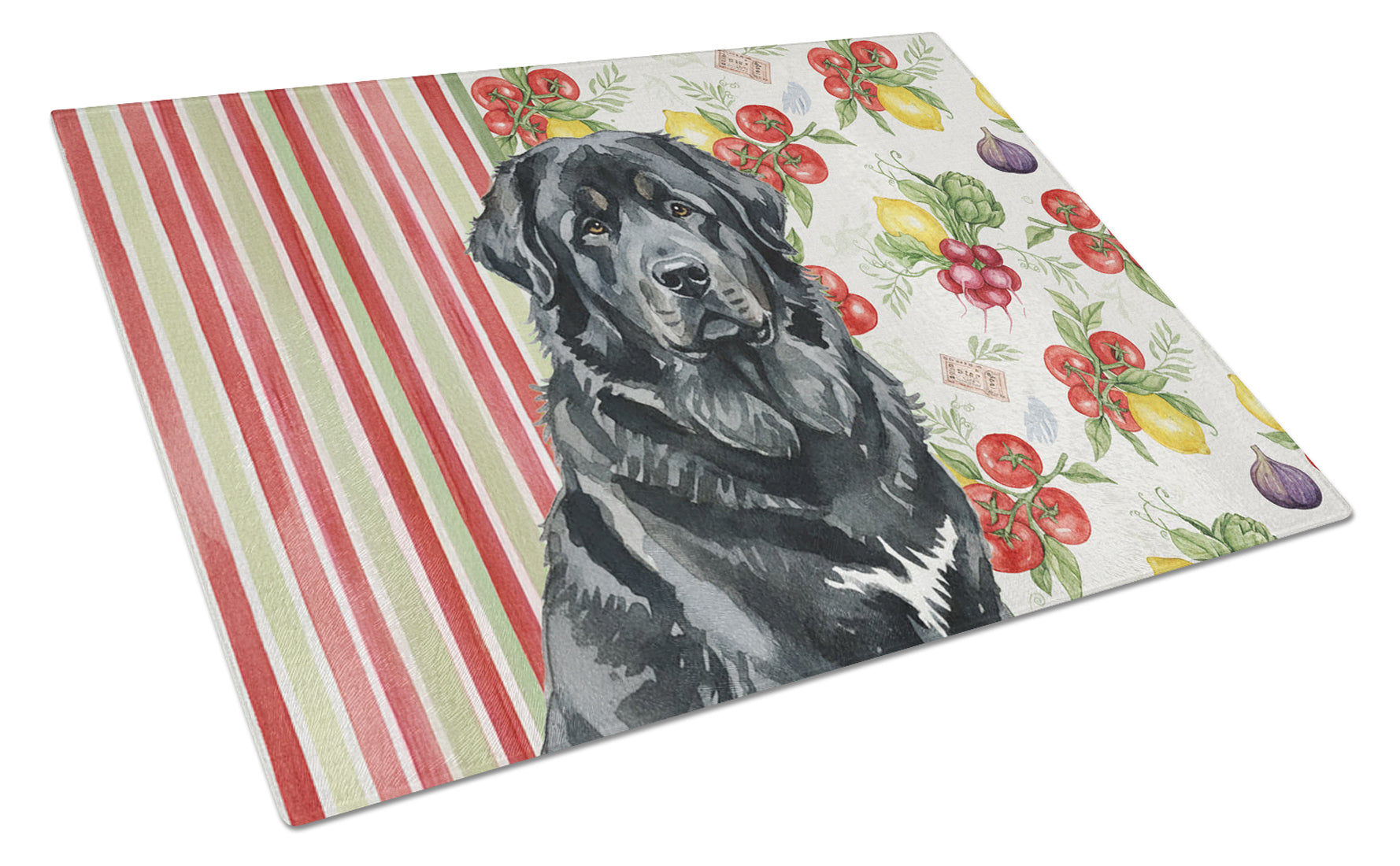 Black Tibetan Mastiff Vegetables Cutting Board Tempered Glass Kitchen Cutting Surface, Heat Resistant Chopping, Non-Slip Feet, Food Prep & Serving