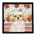 Cream Tibetan Spaniel Vegetables Framed Metal Print Bathroom, Kitchen, Office, Home Decor Wall Art Ready to Hang, Square, 8X8