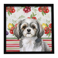 Grey and White Tibetan Spaniel Vegetables Framed Metal Print Bathroom, Kitchen, Office, Home Decor Wall Art Ready to Hang, Square, 8X8