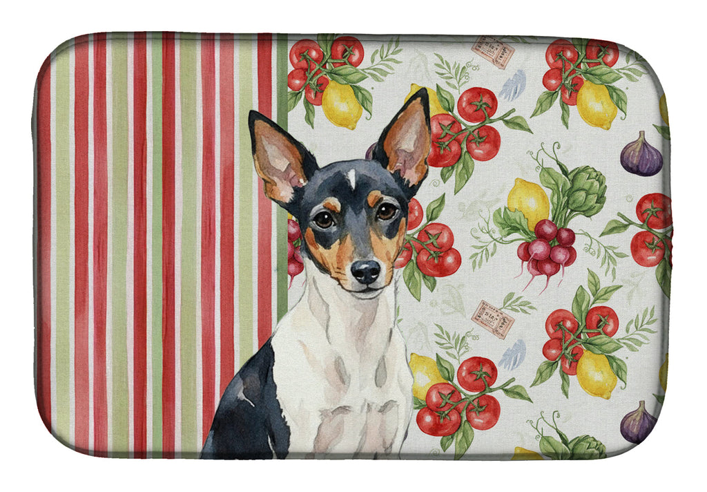 Toy Fox Terrier Vegetables Dish Drying Mat Absorbent Dish Drying Mat Pad for Kitchen Counter Dish Drainer Mat for Countertop, 14 x 21", Multicolor