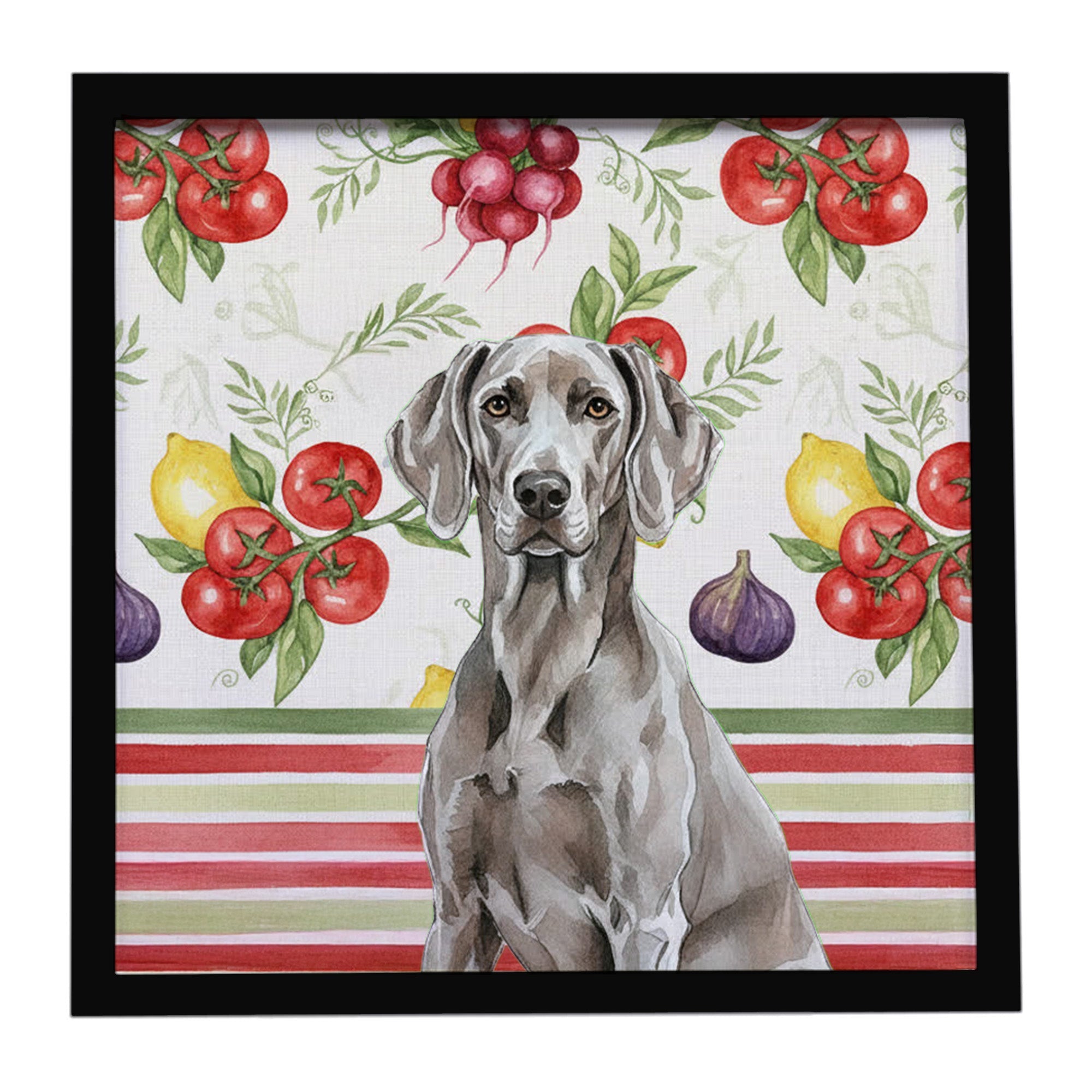 Weimaraner Vegetables Framed Metal Print Bathroom, Kitchen, Office, Home Decor Wall Art Ready to Hang, Square, 8X8