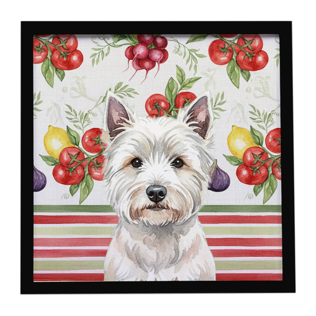 Westie Vegetables Framed Metal Print Bathroom, Kitchen, Office, Home Decor Wall Art Ready to Hang, Square, 8X8