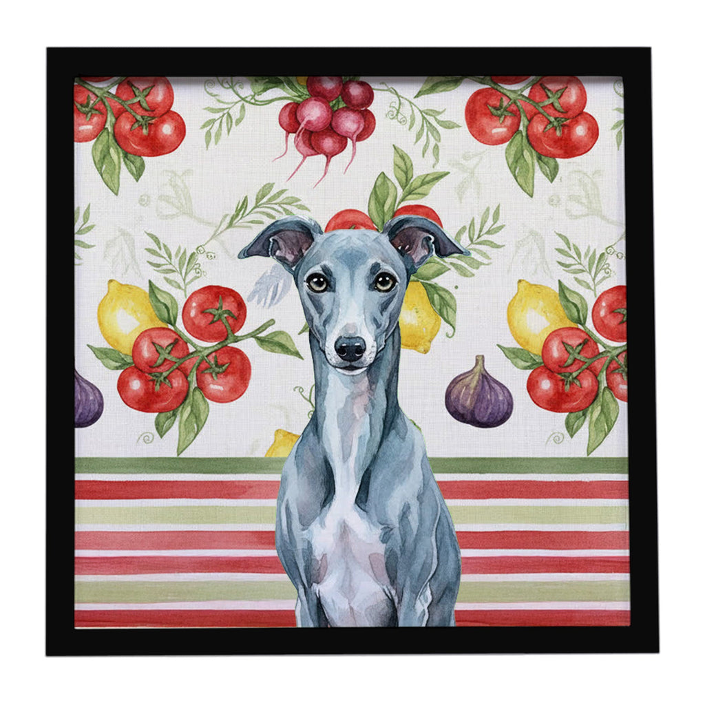 Blue Whippet Vegetables Framed Metal Print Bathroom, Kitchen, Office, Home Decor Wall Art Ready to Hang, Square, 8X8