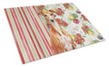 Red Whippet Vegetables Cutting Board Tempered Glass Kitchen Cutting Surface, Heat Resistant Chopping, Non-Slip Feet, Food Prep & Serving