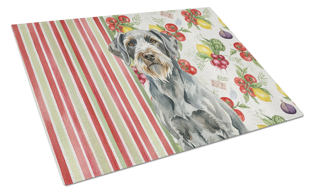 Steel Gray Wirehaired Pointing Griffon Vegetables Cutting Board Tempered Glass Kitchen Cutting Surface, Heat Resistant Chopping, Non-Slip Feet, Food Prep & Serving