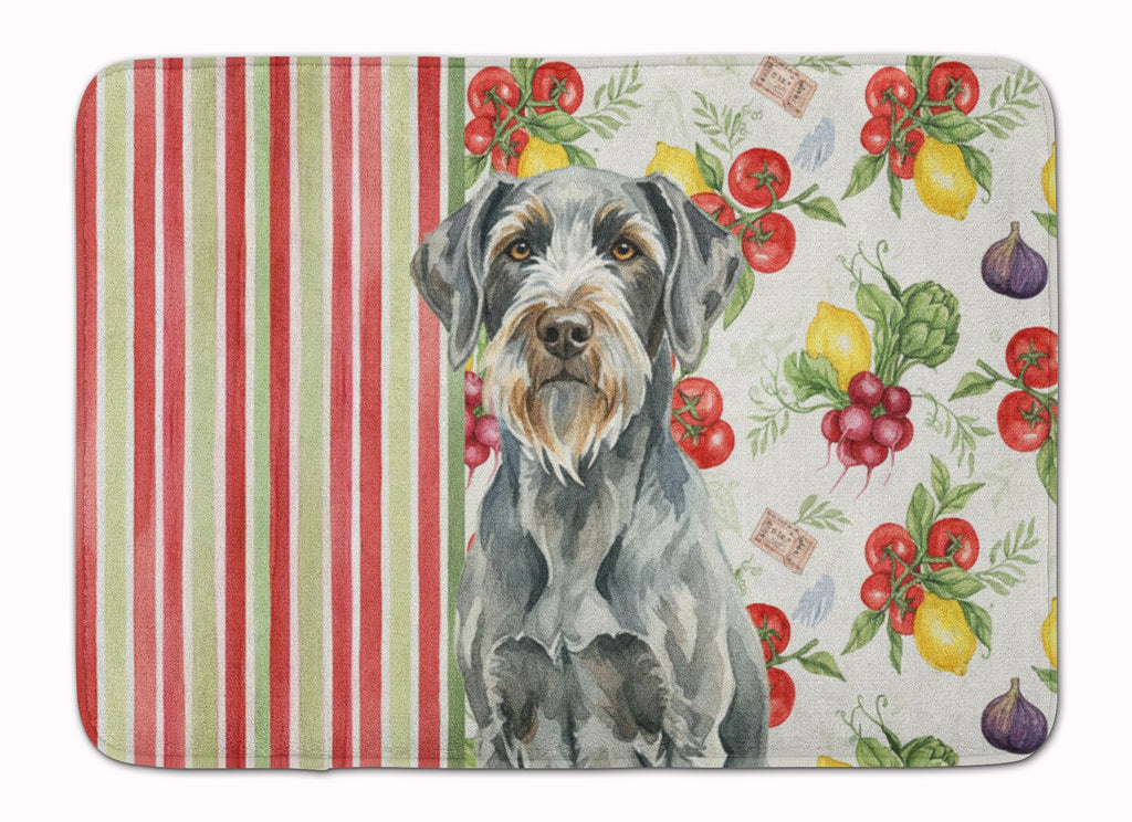 Steel Gray Wirehaired Pointing Griffon Vegetables Memory Foam Kitchen Mat Machine Washable Anti-Fatigue Cushion Comfort Bath or Kitchen Rug