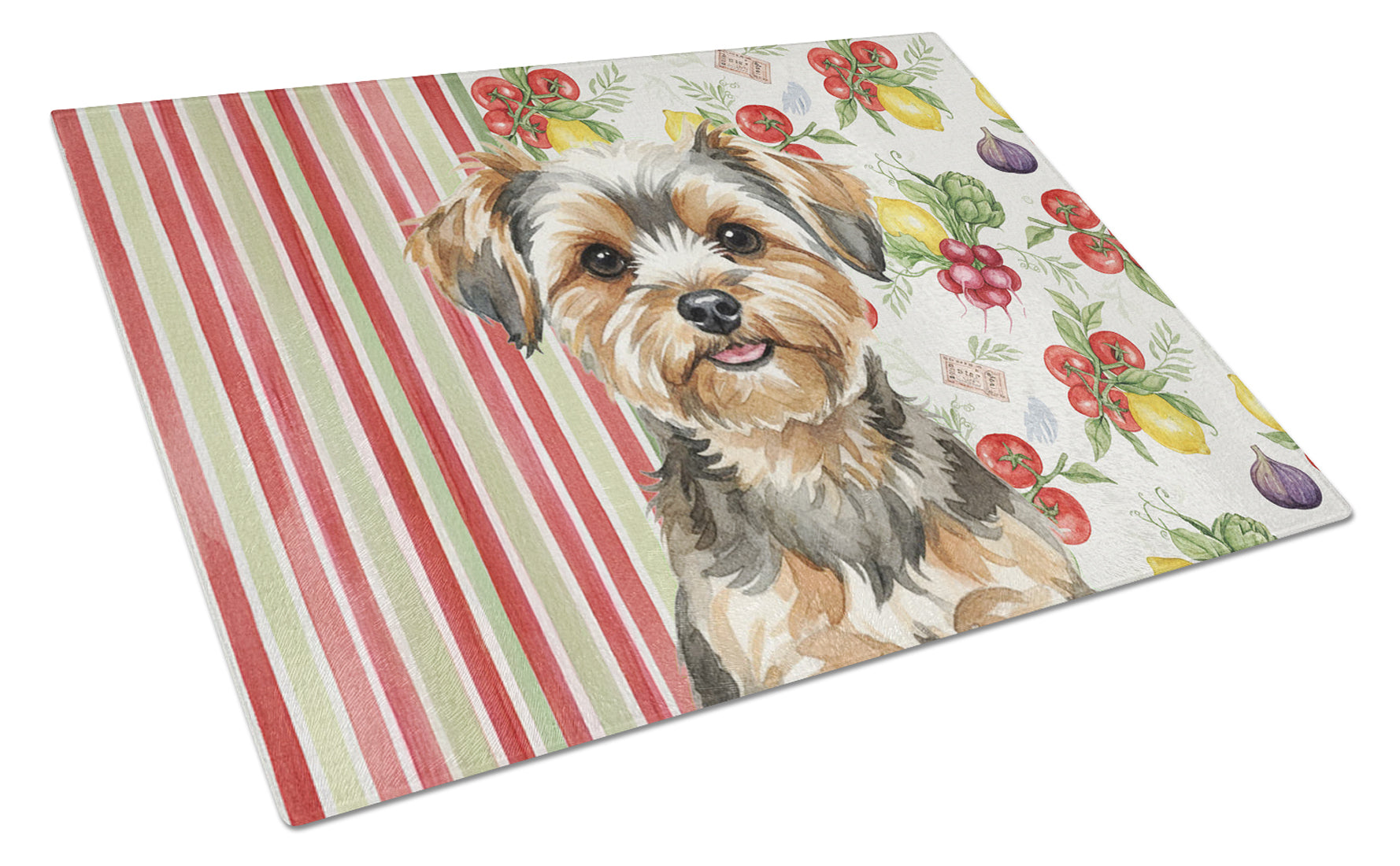 Yorkiepoo Vegetables Cutting Board Tempered Glass Kitchen Cutting Surface, Heat Resistant Chopping, Non-Slip Feet, Food Prep & Serving