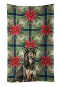 Black & Tan Afghan Hound Christmas PoinsettIas Kitchen Towel Velour Plush Front and Cotton Loop Back Machine Washable