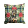 Black & Tan Afghan Hound Christmas PoinsettIas Decorative Throw Pillow 18x18 Indoor Outdoor Accent Cushion, Fabric Cover with Insert for Sofa, Bed, Porch & Living Room