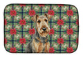 Grizzle Airedale Terrier Christmas PoinsettIas Dish Drying Mat Absorbent Dish Drying Mat Pad for Kitchen Counter Dish Drainer Mat for Countertop, 14 x 21", Multicolor