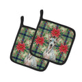 American Hairless Terrier Christmas PoinsettIas Pot Holder Set of 2 Heat Resistant Quilted Hot Pads 7.5 x 7.5 Inch, Insulated Kitchen Trivets for Cooking & Baking