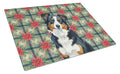 Black Tri American Shepherd Christmas PoinsettIas Cutting Board Tempered Glass Kitchen Cutting Surface, Heat Resistant Chopping, Non-Slip Feet, Food Prep & Serving