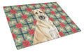 Anatolian Shepherd Dog Christmas PoinsettIas Cutting Board Tempered Glass Kitchen Cutting Surface, Heat Resistant Chopping, Non-Slip Feet, Food Prep & Serving