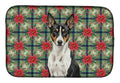 Black and White Basenji Christmas PoinsettIas Dish Drying Mat Absorbent Dish Drying Mat Pad for Kitchen Counter Dish Drainer Mat for Countertop, 14 x 21", Multicolor